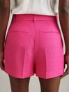 Reiss Pink Hewey Tailored Textured Suit Shorts