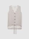 Reiss Ivory/Grey Francie Striped Drawstring Hem Waistcoat
