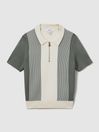 Reiss Sage Milton Half Zip Striped Polo Shirt