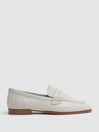 Reiss Off White Angela Leather-Cotton Loafers