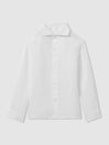 Reiss White Ruban Linen Cutaway Collar Shirt
