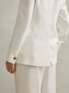 Reiss White Lori Viscose-Linen Double Breasted Suit Blazer