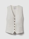 Reiss White Lori Viscose Linen Single Breasted Suit Waistcoat