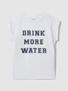 Reiss Ivory Tereza Junior Slogan Crew Neck T-Shirt