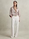 Reiss Champagne Winnie Silk Relaxed Sleeve Blouse