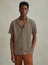 Reiss Multi Grove Jacquard Cuban Collar Shirt