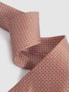Reiss Bright Orange Como Silk Geometric Print Tie
