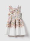 Reiss Pink Print Emmie Teen Floral Scuba Bow Fit-and-Flare Dress
