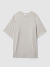 Reiss Silver Skyee Oversized Ribbed Crew Neck T-Shirt