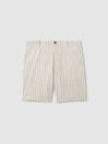 Reiss Ecru Stripe Ezra Cotton Blend Internal Drawstring Shorts