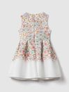 Reiss Pink Print Emmie Junior Floral Scuba Bow Fit-and-Flare Dress