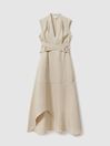 Reiss Neutral Ava Linen Lyocell Strappy Midi Dress