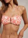 Reiss Cream/Coral Carrie Removable Strap Bandeau Bikini Top