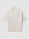 Reiss Ivory Carla Knitted Open-Collar Polo Shirt