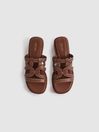 Reiss Tan Naya Leather Strappy Platform Sandals