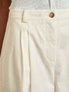 Reiss White Astrid Petite Cotton Blend Wide Leg Trousers