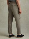 Reiss Light Khaki Com Relaxed Cropped Trousers with Turned-Up Hems