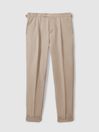 Reiss Stone Com Relaxed Cropped Trousers with Turned-Up Hems