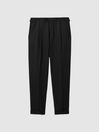 Reiss Black Com Relaxed Cropped Trousers with Turned-Up Hems