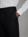 Reiss Black Kin Slim Fit Linen Adjuster Trousers