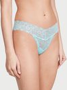 Victoria's Secret Blue Topaz Silver Core Lace Up Thong Lace Knickers