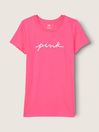 Victoria's Secret PINK Capri Pink Script Logo Everyday Tee
