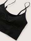 Victoria's Secret PINK Black Seamless Lightly Lined Low Impact Sport Crop Top