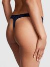 Victoria's Secret PINK Midnight Navy Blue Waffle Cotton Thong Knickers