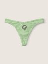 Victoria's Secret PINK Soft Jade with Embroidery Green Cotton Thong Knickers