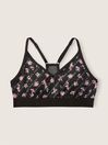 Victoria's Secret PINK Pure Black Logo Floral Lightly Lined Low Impact Sports Bra