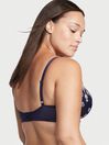 Victoria's Secret Noir Navy Embroidery Blue Embroidered Lightly Lined Demi Bra
