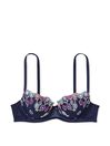 Victoria's Secret Noir Navy Embroidery Blue Embroidered Lightly Lined Demi Bra