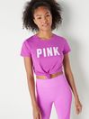 Victoria's Secret PINK House Party Purple Logo Short Sleeve T-Shirt