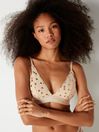 Victoria's Secret PINK Light Ivory Heart Regular Cup Lace Unlined Triangle Bralette