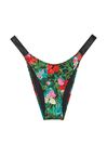 Victoria's Secret Tropical Floral Green Brazilian Shine Strap Swim Bikini Bottom