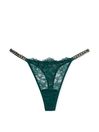 Victoria's Secret Black Ivy Green Skinny Chain Thong Shine Strap Knickers
