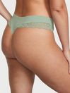 Victoria's Secret Seasalt Green Posey Lace Thong Knickers