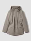 Reiss Taupe Dublin Water Repellent Removable Hooded Coat