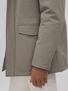 Reiss Taupe Dublin Water Repellent Removable Hooded Coat