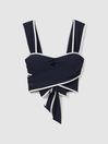 Reiss Navy/White Cristina Wrap Design Sweetheart Bikini Top