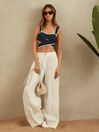 Reiss Navy/White Cristina Wrap Design Sweetheart Bikini Top