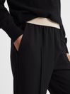Reiss Black Iona Elasticated Waistband Tapered Trousers
