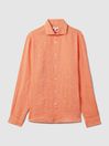 Reiss Peach Ruban Linen Button-Through Shirt