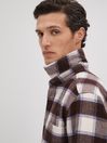 Reiss Brown Multi Dortch Brushed Checked Button-Through Shirt