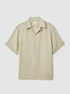 Reiss Chartreuse Beldi Relaxed Linen Cuban Collar Shirt