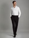 Reiss White Nate Cutaway Collar Jersey Slim Fit Shirt
