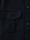 Reiss Navy Thomas Brushed Cotton Patch Pocket Overshirt