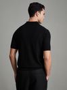 Reiss Black/Gunmetal Maxwell Merino Wool Half-Zip Polo Shirt