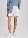 Reiss White Sienna Crepe Tailored Shorts