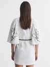 Joslin Beaded Cotton Shirt Mini Dress